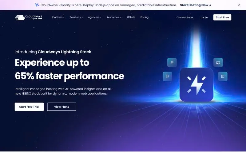 Cloudways 官网首页截图